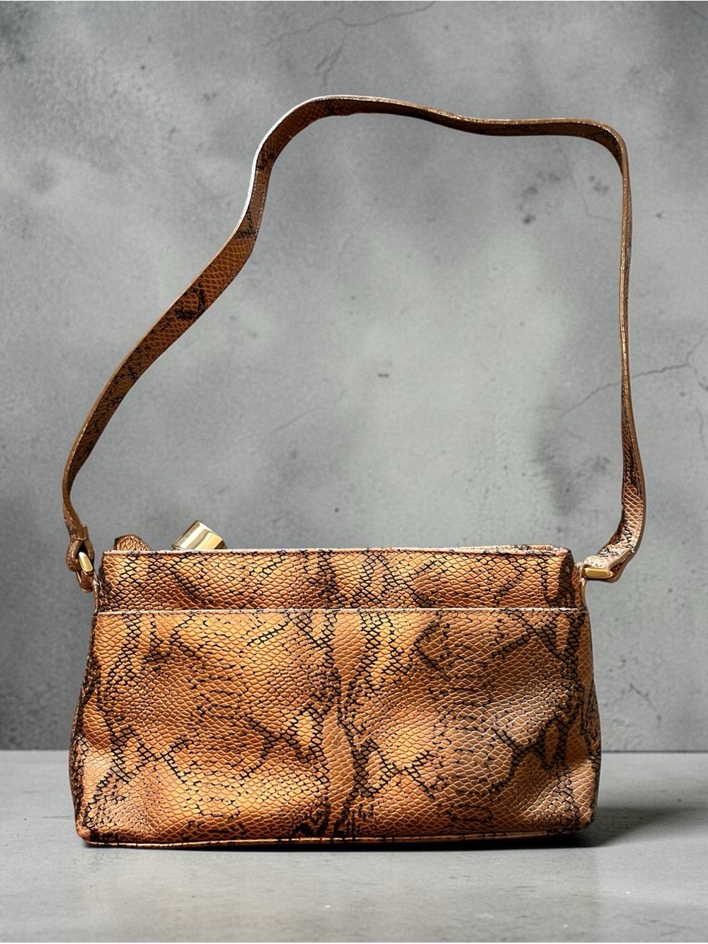 Preston & York Gold and Black Snake-Print Shoulder Bag